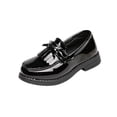 thumbnail image 1 of Black Toddler Girls Bow Flat Soft Sole Low Heel Princess Loafers Solid Color Casual Shoes For Spring Summer, 1 of 9