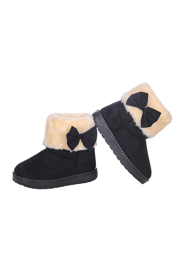 Black Toddler Snow Boots With Plush Interior And Soft Sole For Cold Weather Play, And Activities