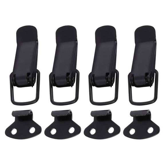 Black Toggle Latch 4 Set Metal Spring Loaded Toggle Hasp Clamp Clip Lock With 16 Drywall Screws For Cabinet Wooden Case Box Chest