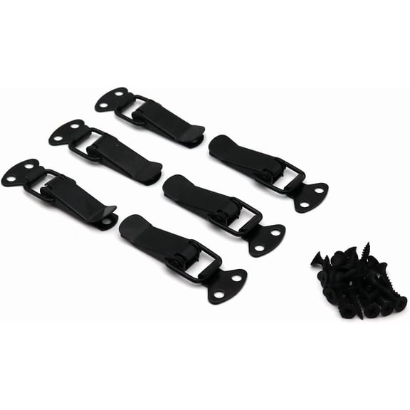 Black Toggle Latch, (6 Pack 75mm Overall Length) Stainless Steel Spring Loaded Catch Hasp Clamp Clip Lock with Drywall Screws for Cabinet, Wooden Case, Box, Chest