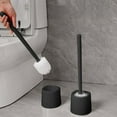 thumbnail image 1 of Black Toilet Brush, 3.1x15.7inch Bathroom Toilet Brush with Holder, Durable Bristles,360 掳 Comprehensive Cleaning,Deeply Clean The Interior Of The Toilet, Bathroom Accessories, 1 of 6