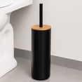 thumbnail image 1 of Evideco French Home Goods Padang Compact Toilet Brush & Holder Set with Toilet Brush, Black and Bamboo, 1 of 8