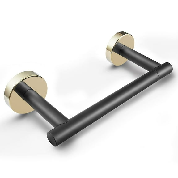 Black Toilet Paper Holder - Double Post Pivoting TP Large Mega Roll Tissue Holder for Bathroom Wall Mount (Matte Finish)