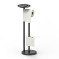 Black Toilet Paper Holder Stand With Shelf Freestanding Toilet Paper