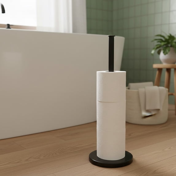 Black Toilet Paper Holder Stand