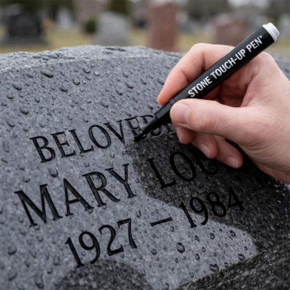 Black Tombstone Marker Pen, For Restoring Faded Grave Inscriptions, Waterproof Stone Touch-Up Pen, Strong Coverage, Ideal For Gravestone Lettering And Memorial Inscriptions