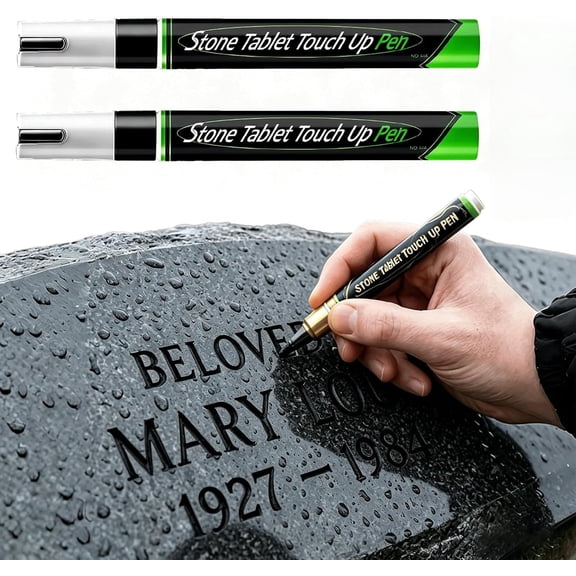 Black Tombstone Marker Pen, Waterproof Stone Inscription Touch-up, 2-Pack