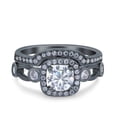 thumbnail image 1 of Black Tone, CZ Size-8 Art Deco Wedding Engagement Ring Band 925 Sterling Silver, 1 of 7