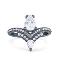 thumbnail image 1 of Black Tone, Cubic Zirconia Size-9 Art Deco Pear Wedding Ring 925 Sterling Silver, 1 of 7