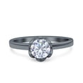 thumbnail image 1 of Black Tone, Simulated Cubic Zirconia Size-10 Art Deco Wedding Bridal Ring 925 Sterling Silver, 1 of 7
