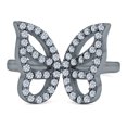 thumbnail image 1 of Black Tone, Simulated Cubic Zirconia Size-10 Butterfly Ring Wedding Band 925 Sterling Silver, 1 of 7