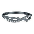 thumbnail image 1 of Black Tone, Simulated Cubic Zirconia Size-10 Fashion Crisscross Half Eternity Ring Band 925 Sterling Silver, 1 of 7