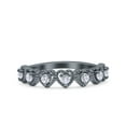thumbnail image 1 of Black Tone, Simulated Cubic Zirconia Size-10 Half Eternity Ring Wedding Engagement Band Heart Ring 925 Sterling Silver, 1 of 7