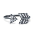 thumbnail image 1 of Black Tone, Simulated Cubic Zirconia Size-10 Petite Dainty Sideways Arrow Ring 925 Sterling Silver, 1 of 7