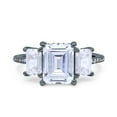 thumbnail image 1 of Black Tone, Simulated Cubic Zirconia Size-10 Three Stone Radiant Cut Wedding Engagement Bridal Ring 925 Sterling Silver, 1 of 7