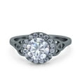 thumbnail image 1 of Black Tone, Simulated Cubic Zirconia Size-5 Celtic Halo Art Deco Wedding Engagement Ring 925 Sterling Silver, 1 of 7
