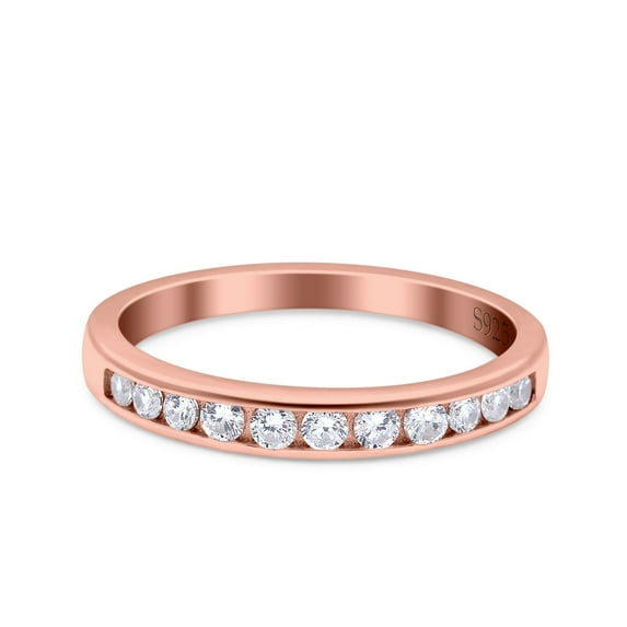 Black Tone, Simulated Cubic Zirconia Size-5 Channel Half Eternity Ring Wedding Engagement Band 925 Sterling Silver