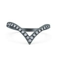 thumbnail image 1 of Black Tone, Simulated Cubic Zirconia Size-5 Half Eternity V Chevron Midi Ring 925 Sterling Silver, 1 of 7