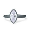 thumbnail image 1 of Black Tone, Simulated Cubic Zirconia Size-6 Art Deco Solitaire Marquise Engagement Ring Bezel 925 Sterling Silver, 1 of 7
