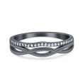 thumbnail image 1 of Black Tone, Simulated Cubic Zirconia Size-6 Infinity Shank Art Deco Engagement Wedding Half Eternity Ring 925 Sterling Silver, 1 of 7