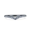 thumbnail image 1 of Black Tone, Simulated Cubic Zirconia Size-7 Chevron Midi Half Eternity Ring Wedding Engagement Band 925 Sterling Silver, 1 of 7