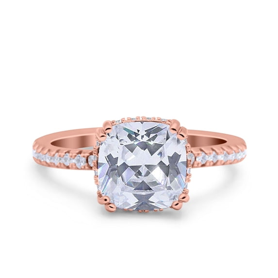 Black Tone, Simulated Cubic Zirconia Size-7 Half Eternity Art Deco Cushion Cut Wedding Engagement Bridal Ring 925 Sterling Silver