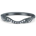 thumbnail image 1 of Black Tone, Simulated Cubic Zirconia Size-7 Half Eternity Criss Cross Band Wedding Ring 925 Sterling Silver, 1 of 7