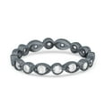 thumbnail image 1 of Black Tone, Simulated Cubic Zirconia Size-8 Curved Marquise Art Dec Full Eternity Stackable Band 925 Sterling Silver, 1 of 7