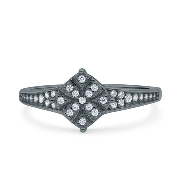 Black Tone, Simulated Cubic Zirconia Size-8 Wedding Engagement Ring Band 925 Sterling Silver