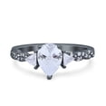 thumbnail image 1 of Black Tone, Simulated Cubic Zirconia Size-9 Art Deco Pear Shape Wedding Engagement Bridal Ring Triangle 925 Sterling Silver, 1 of 7