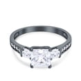 thumbnail image 1 of Black Tone, Simulated Cubic Zirconia Size-9 Princess Cut Art Deco Wedding Engagement Bridal Ring 925 Sterling Silver, 1 of 7