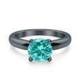thumbnail image 1 of Black Tone Simulated Paraiba Tourmaline CZ Wedding Ring 925 Sterling Silver Size 8, 1 of 5