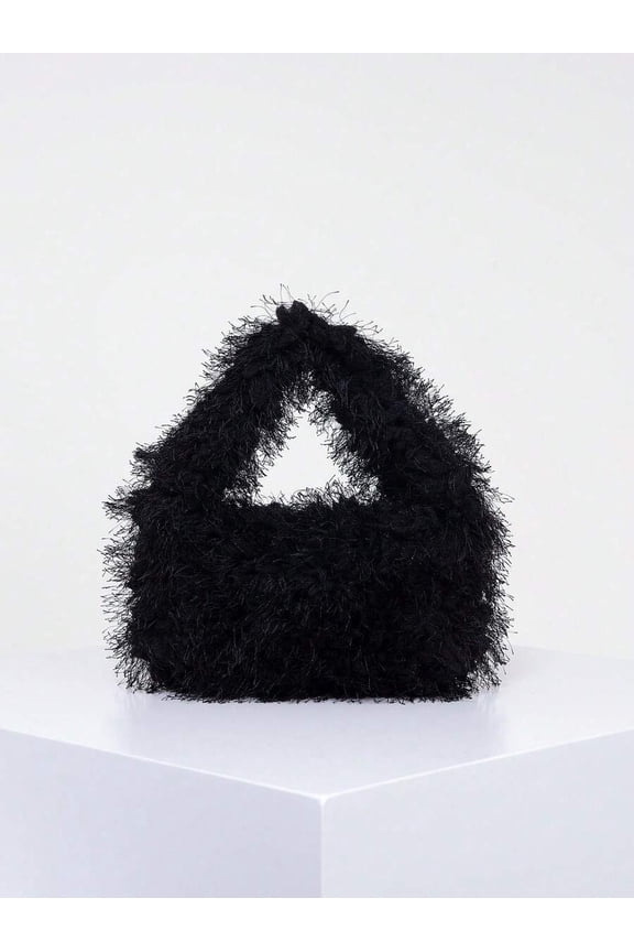 Black Top Handle Tote Bag For Evening Party