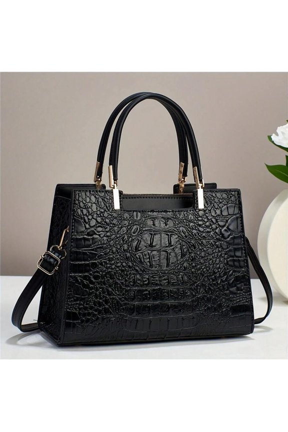 Black Top Handle Tote With Detachable Strap