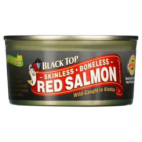 Black Top Skinless Boneless Red Salmon, 6 oz