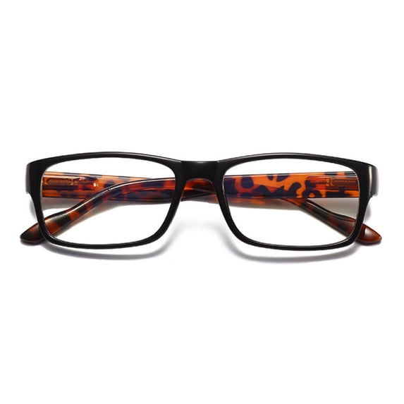 Black Tortoiseshell Rectangle Reading Glasses 3.00, Trendy Spring Hinge Presbyopic Glasses for Men and Women, Blue Light Blocking Readers +3.00