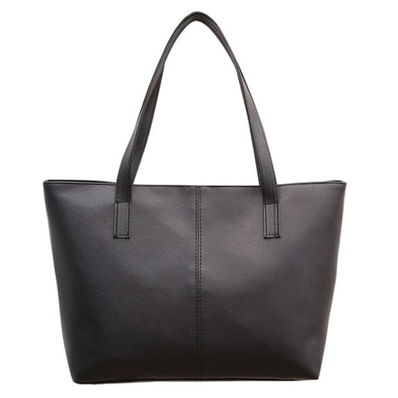 Black Tote Bag for Women with Zipper Leather Shoulder Purse Satchel Casual Handbag Ladies Work Dating College