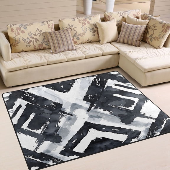Black Totem Area Rug Washable 80 x 58 Floor Carpet Mat Non Slip for Bedroom Living Room Home Decor