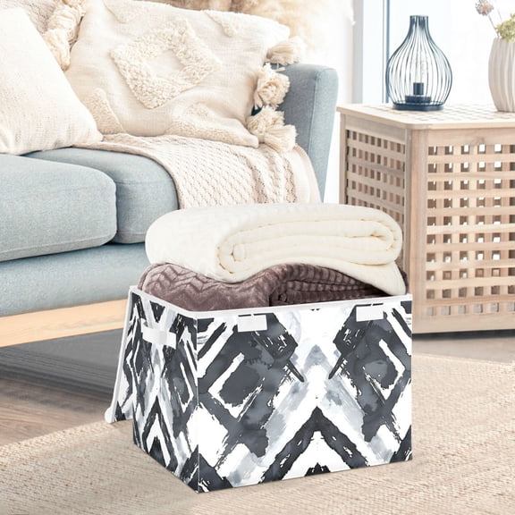 Black Totem Storage Basket Foldable Laundry Basket Shelf Kids Toy Storage Container Organizer with Handles