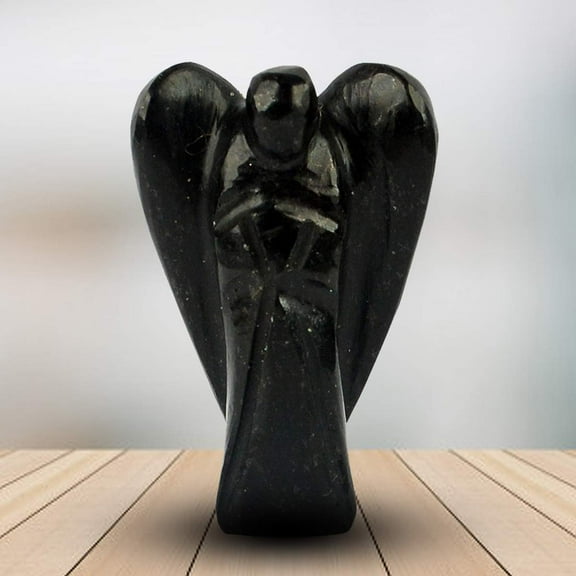 Black Tourmaline Crystal Angel Statues| Reiki Crystal Angel Figurines | Healing Angel Figurines - Crystal Angel Figurines Best For Christmas Day Gift 3 Inch