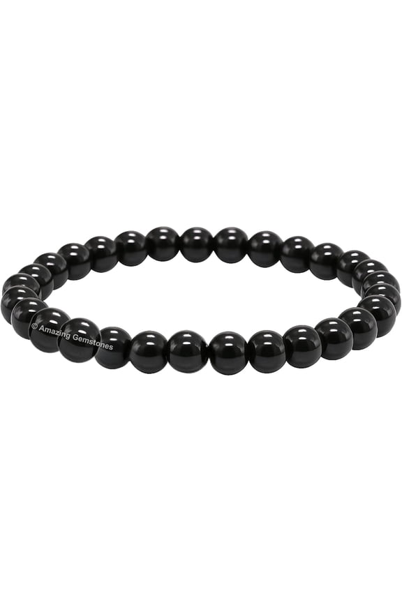 Black Tourmaline Crystal Bracelet - 6mm Beaded Bracelet and Healing Stones
