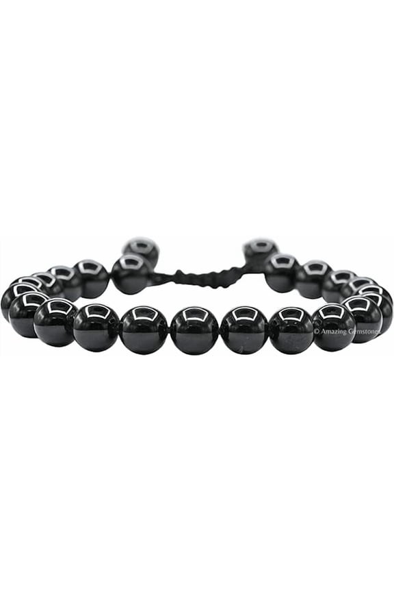 Black Tourmaline Crystal Bracelet - 8mm Beaded Bracelet and Healing Stones