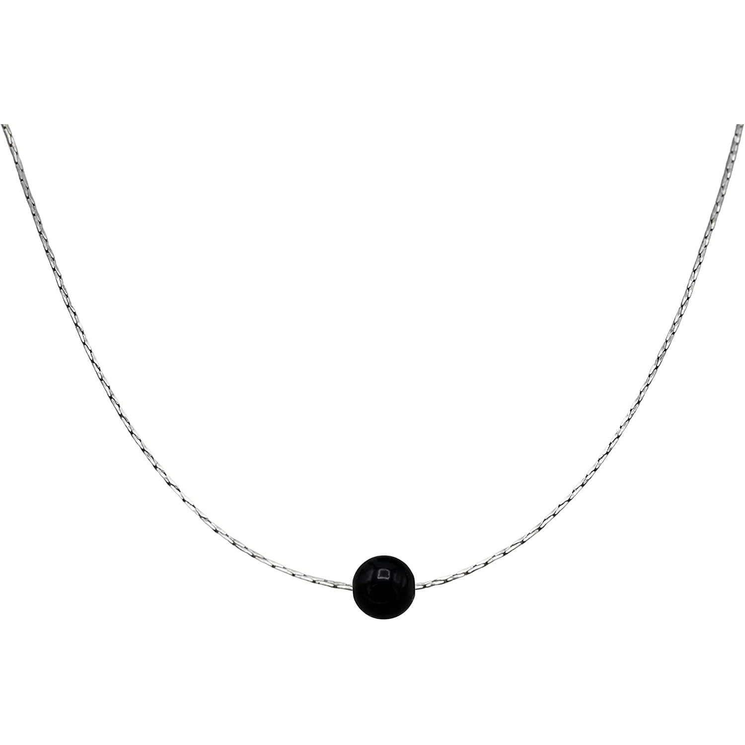 Black Tourmaline Crystal Necklace with 10mm Black Tourmaline Stone Bead