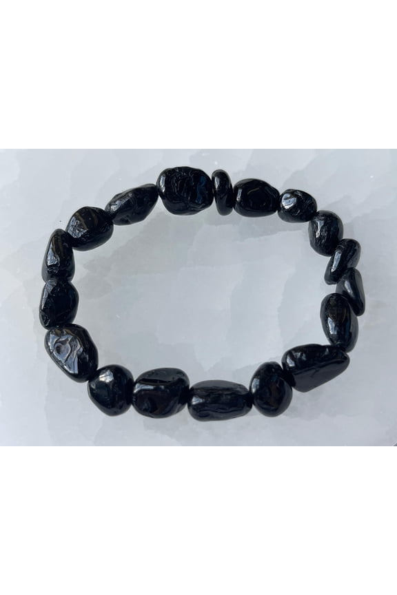 Black Tourmaline Crystal Nugget Bracelet, Wholesale Genuine Black Tourmaline Tumbled Gemstone Bracelet, Gift for Men & Women (1)