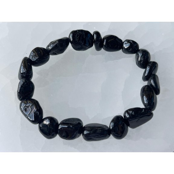 Black Tourmaline Crystal Nugget Bracelet, Wholesale Genuine Black Tourmaline Tumbled Gemstone Bracelet, Gift for Men & Women (2)