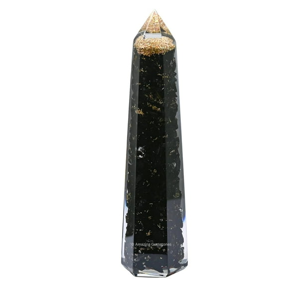 Black Tourmaline Crystal Orgonite Tower Obelisk Point ("4.5" INCH)