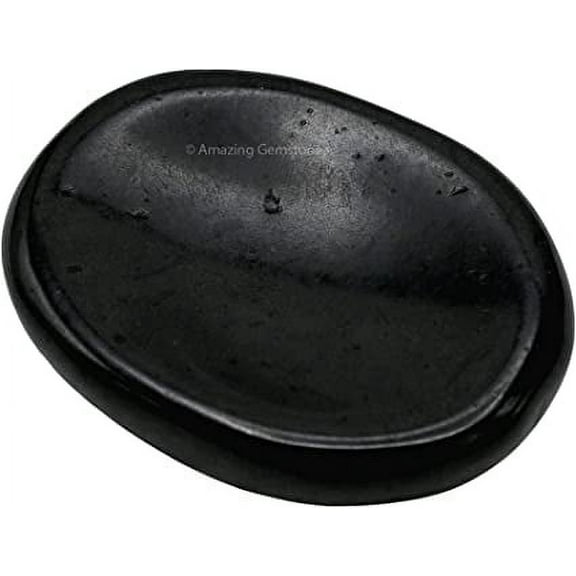Black Tourmaline Crystal Thumb Worry Stone for Anxiety