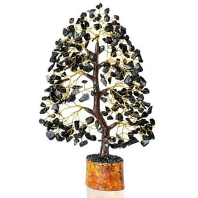 Black Tourmaline Crystal Tree of Life - Crystal Tree for Positive Energy, Handmade Chakra Tree, Feng Shui Decor - Home Decor Deco, Money Tree, Wealth & Prosperity, Spiritual Mystical Gift for Womens