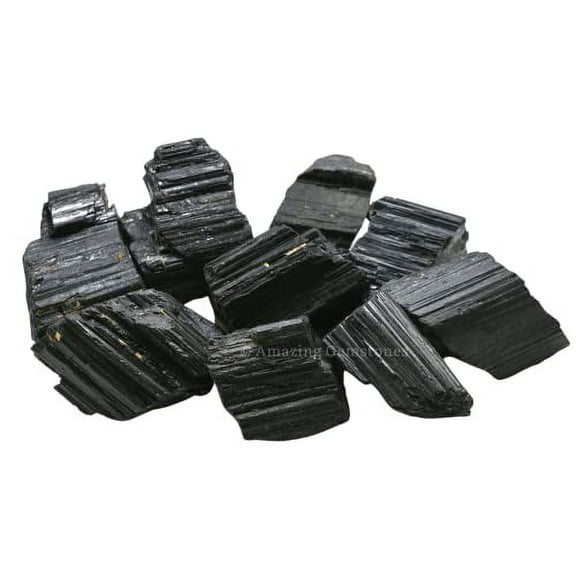 Black Tourmaline Crystals Rough Stone, 1lb Medium Pieces