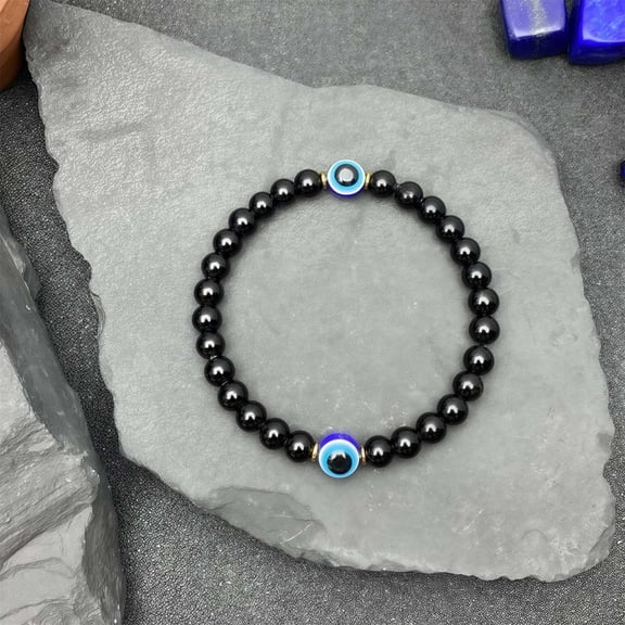 Black Tourmaline Eye Bracelet for Protection, Stretch Beaded Bracelet for Men & Women, Negative Energy Protection Jewelry, Handmade Gift for Birthday, Anniversary, Christmas